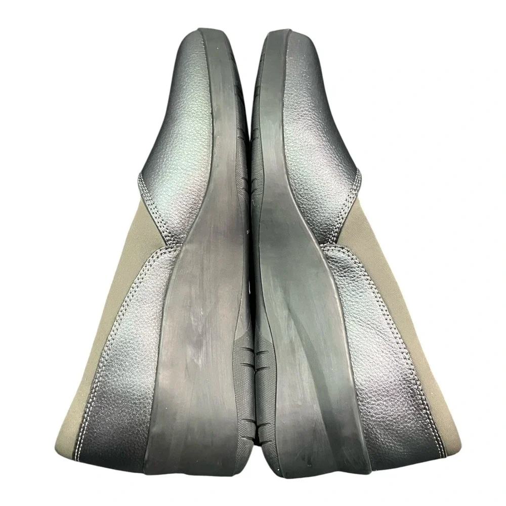 Clarks Collection Suttyn Walk Dark‎ Pewter Metallic Wedge Shoes Womens 8.5 M